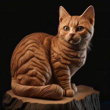 3D model American Wirehair cat (STL)